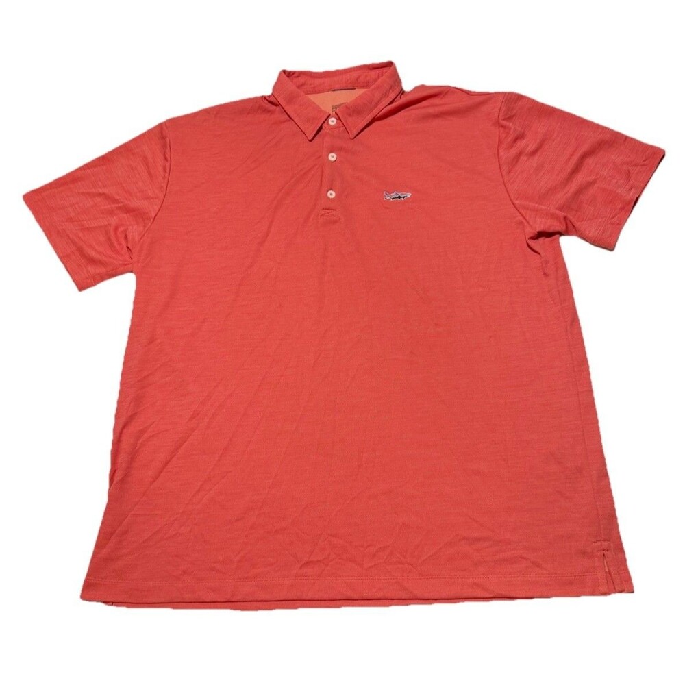 Patagonia Men's XL Red Orange Short Sleeve Sunshade Polo Shirt Tarpon Logo